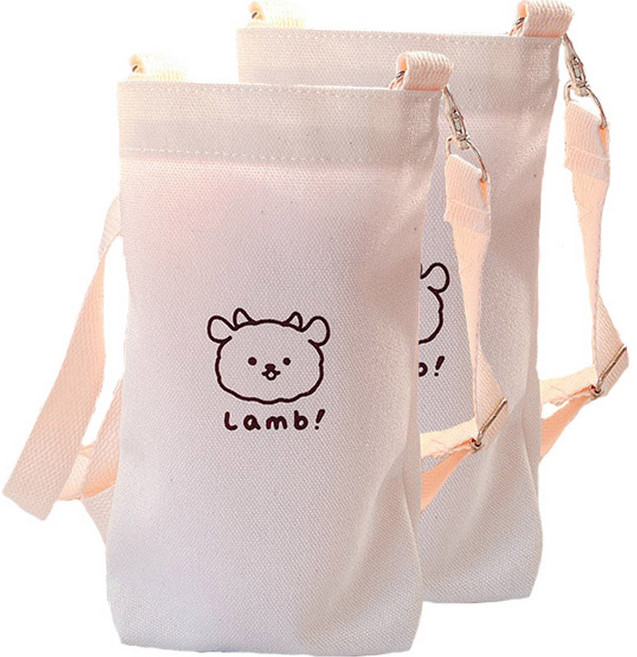 라이프그래피 귀여운 동물 물통 파우치 에코백, 양, 2개