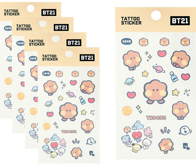 STUDIO EIGHT BT21 minini 紋身貼紙, 5個, SHOOKY