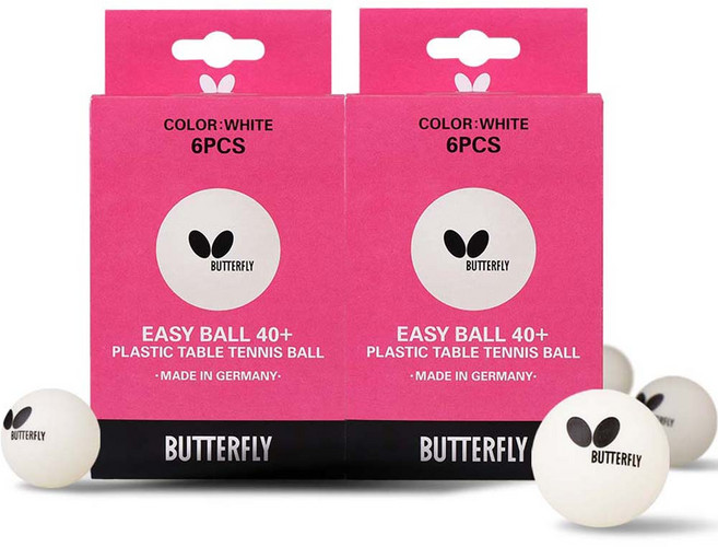 버터플라이 이지 탁구공 40+ 6p, 화이트, 2개