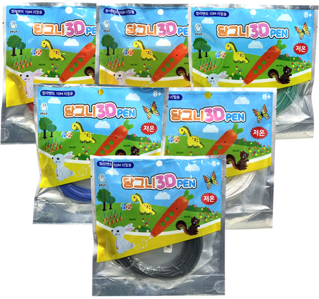 모두노리 당그니 저온 필라멘트 10m 6종 세트 A, 검정 + 흰색 + 파랑 + 빨강 + 노랑 + 초록, 1개