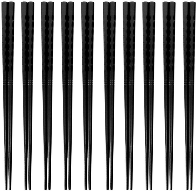 에코양행 PPS 검정 젓가락, 파도무늬, 단품, 10개