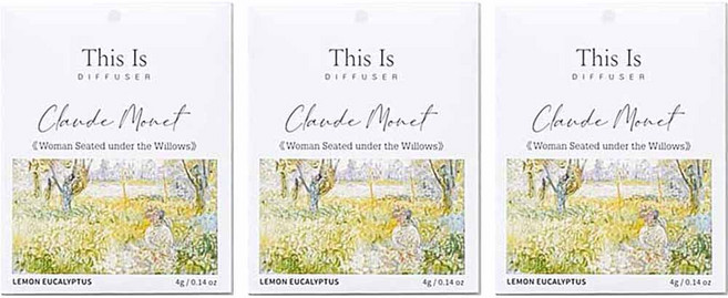 디스이즈명화 걸이형 종이사쉐 본품, 4g, 3개, 레몬유칼립투스