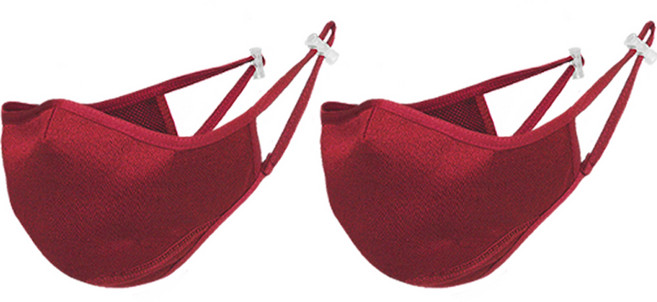 인콘트로 멜란지 입체형 방한 골프 마스크, 레드, 2개