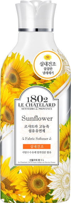 르샤트라1802 실내건조 고농축 섬유유연제 선플라워 향 본품, 1L, 1개