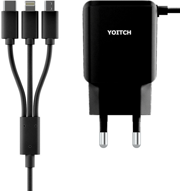 요이치 B라인a 2세대 c타입 5핀 8핀 동시 충전기, 1개, 블랙