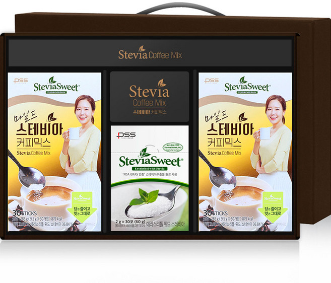 펄세스 마일드 스테비아 커피믹스 선물세트, 스테비아 커피믹스 2p + 설탕, 1세트