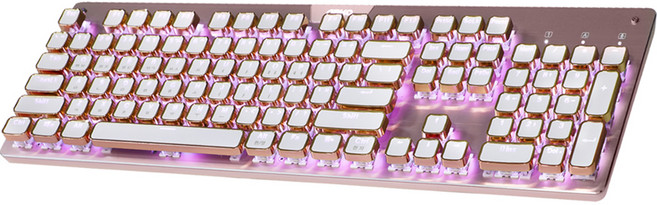 ABKO 方形復古軸交換機械有線鍵盤, 粉, K840S, 青軸