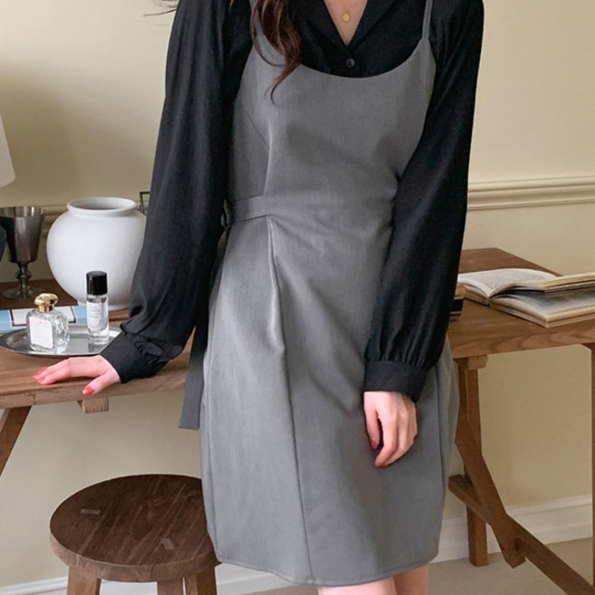 린다샵 워크인 뷔스티에 핀턱 스트랩 미니 원피스 cpops8366k2b