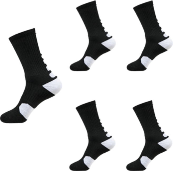 씨에스소울 남성용 충격 흡수 스포츠 양말, 블랙 화이트, 5개