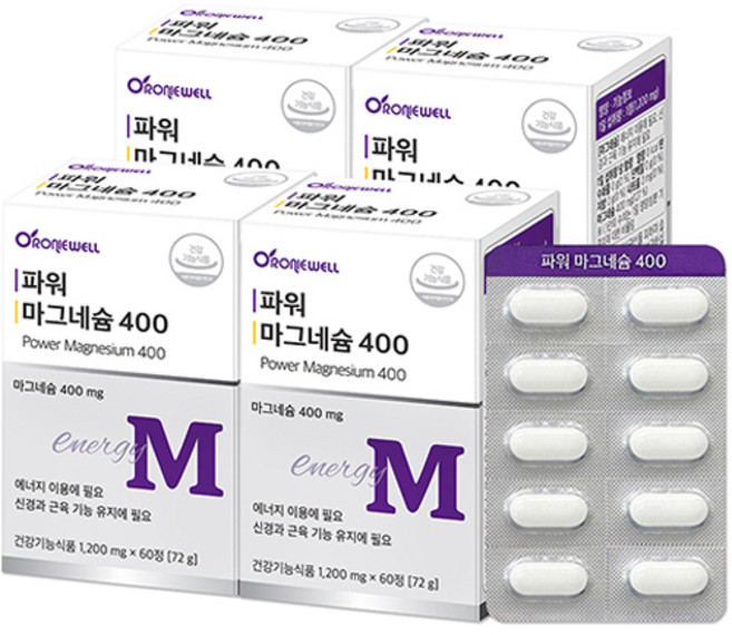 로니웰 파워 마그네슘 400, 4개, 60정