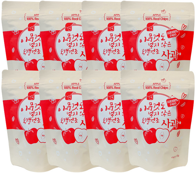 착즙하는남자 아무것도 넣지않은 동결건조 사과칩, 8개, 15g