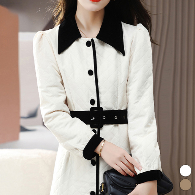 비비에모 기모안감 누빔 패딩 숄더볼륨 겨울 미니 원피스 02347 빅사이즈 포함