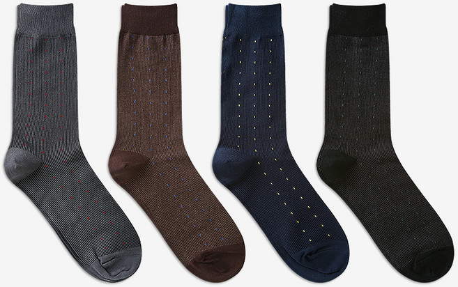 GGRN 男士商務系列紳士西裝圖案襪4雙組