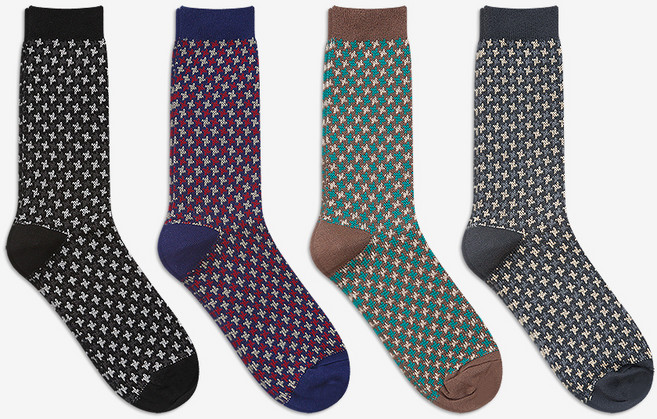 GGRN 남성용 비즈니스 컬렉션 신사 정장 패턴 양말 4켤레 세트