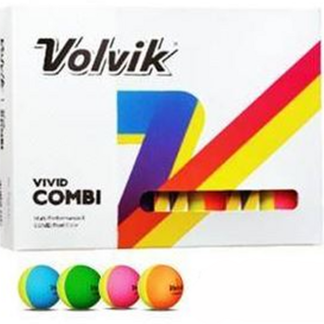 볼빅 NEW 비비드 콤비 디바이드 무반사 골프공 3피스 4종 x 3p 세트, 옐로우 그린, 옐로우 오렌지, 옐로우 블루, 옐로우 핑크, 3개입, 1세트