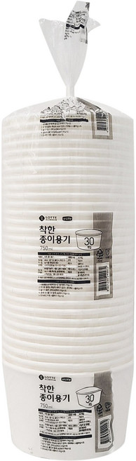 롯데이라이프 착한 종이용기 12.5 x 7.7 cm 750ml, 30개입, 1개