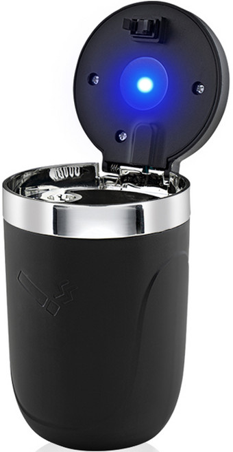 생활공식 원터치 LED 차량용 재떨이, 블랙, 1개