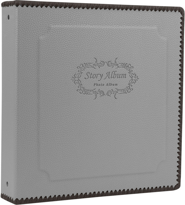 스토리앨범 제이앤에이치 포켓 민자형 앨범 10.2 x 15.2 cm, 라이트그레이(앨범), 흑지(속지), 50매