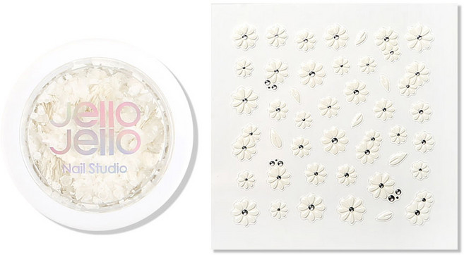 젤로젤로 꽃잎 테라조 글리터 GL013 조약돌 + 네일스티커 세트, 1개, 혼합색상
