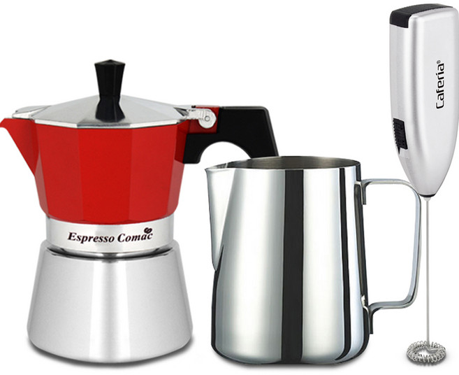 코맥 인덕션 모카포트 ED1 + 우유스팀피쳐 S3 + 전동 우유거품기 CEM1 세트, 혼합색상, 1세트