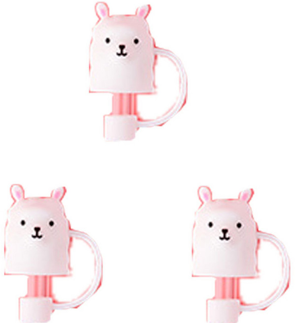 오달라 모아컵 디자인 실리콘 캐릭터 빨대 뚜껑 마개 캡 스토퍼, 화이트양, 3개
