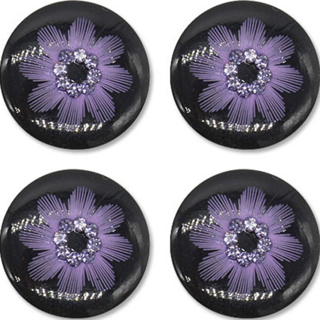 고급 큐빅 가디건 코트 단추 21mm, 4개, 꽃1(퍼플)