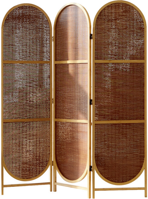 베스트리빙 라운드 대나무 3단 파티션, 브라운