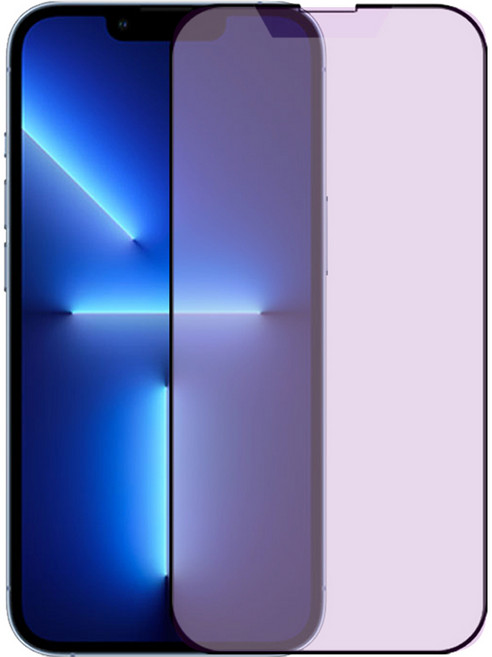 지문방지 블루라이트 차단 휴대폰 강화유리 필름, 1개