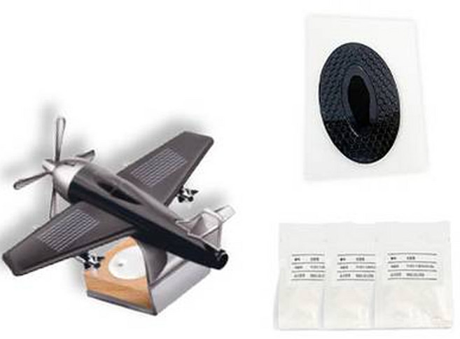 MURRAY 飛機螺旋槳車用芳香劑 3入 + 主商品 + 補充墊組 FT-10 黑色, 1套, 茉莉花香