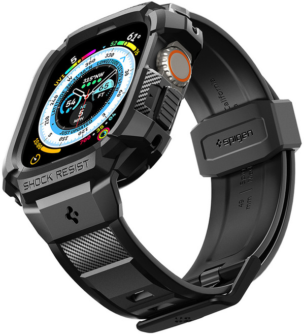 슈피겐 애플워치 스트랩 일체형 케이스 러기드아머 프로, 매트블랙, 1개