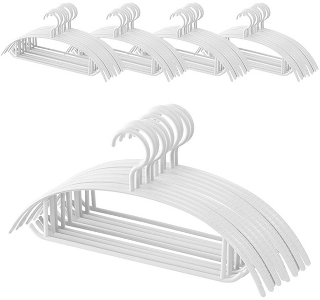네이쳐리빙 어깨뿔방지 베이직 니트 상의 옷걸이, 화이트, 50개