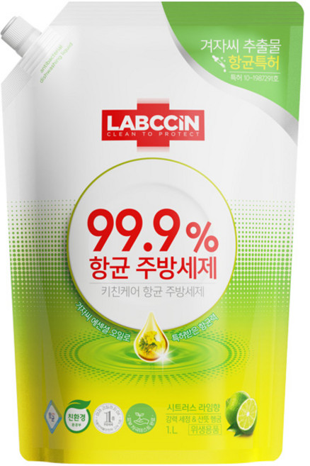 랩신 주방 세제 라임 리필, 1L, 1개