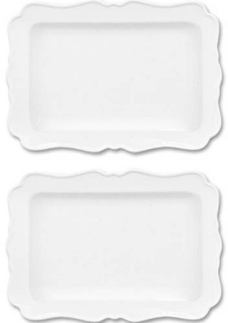 Vintage Flower Lace 사각 꽃잎 접시, 화이트, 2개