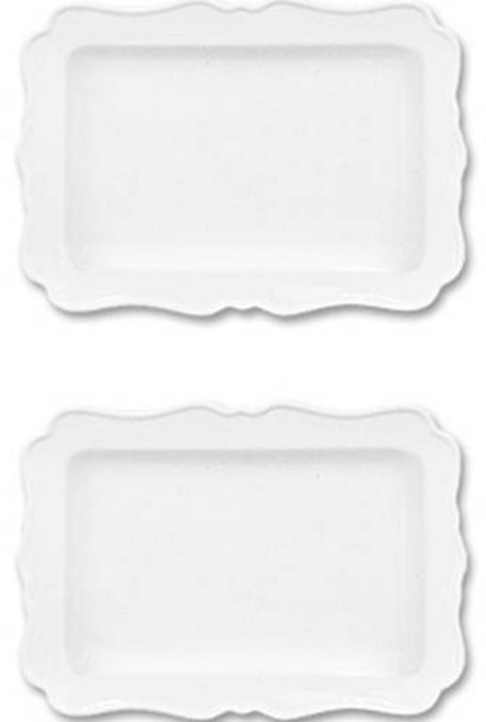 Vintage Flower Lace 사각 꽃잎 접시, 화이트, 2개