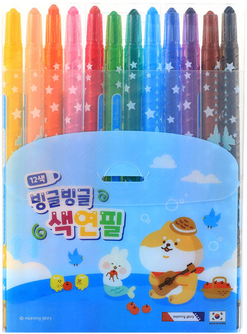 모닝글로리 빙글빙글 색연필 블루, 2개, 12색