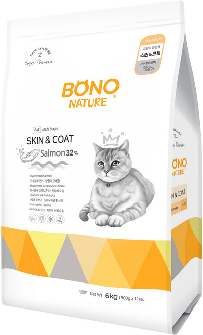 보노네이처 고양이 스킨앤코트 건식사료, 가수분해 연어, 6kg, 1개