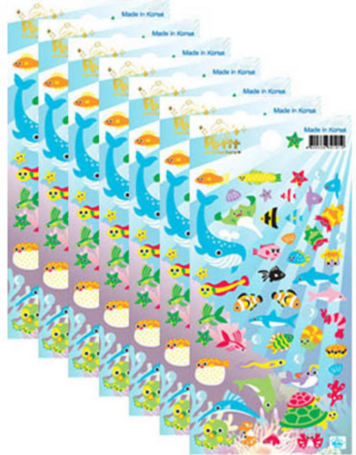 쁘띠팬시 시즌스티커 여름 언더더씨 DA5137, 혼합색상, 7개