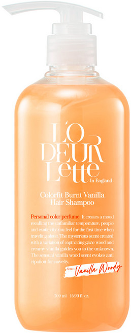로더렛 인 잉글랜드 컬러핏 번트 헤어 비오틴 약산성 퍼퓸 샴푸 바닐라 우디향, 500ml, 1개