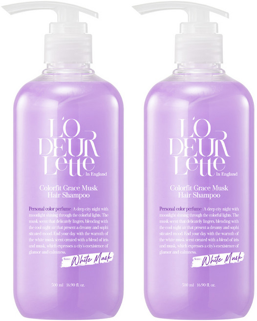 로더렛 인 잉글랜드 컬러핏 샴푸 화이트 머스크향, 500ml, 2개
