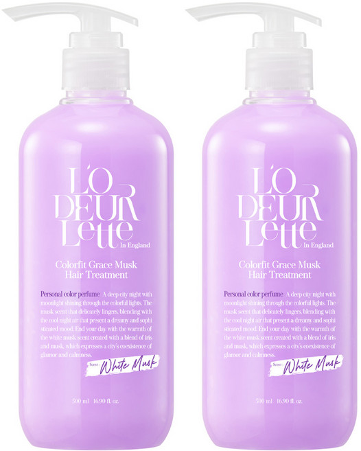 로더렛 인 잉글랜드 컬러핏 그레이스 머스크 헤어 트리트먼트, 2개, 500ml