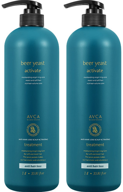 아브카 맥주효모 두피케어 탈모증상완화 트리트먼트, 1L, 2개