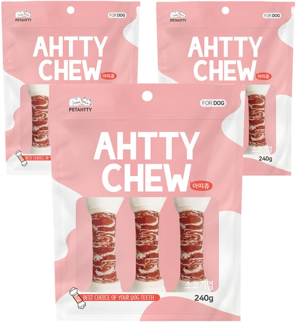 강아지 아띠츄 우유껌 대형, 소고기, 240g, 3개 - 쿠팡