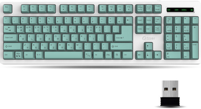 큐센 멤브레인 무선 일반형 키보드 + 키스킨, 민트, SEM-DT45 Plus Wireless