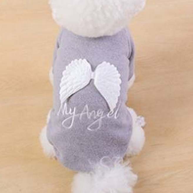 가본다 강아지 천사날개 맨투맨 옷, 그레이, 1개