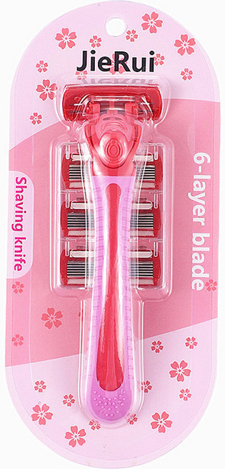 여성용 티지 6중날 제모 일회용 면도기 + 면도날 3p 세트 레드, 1개