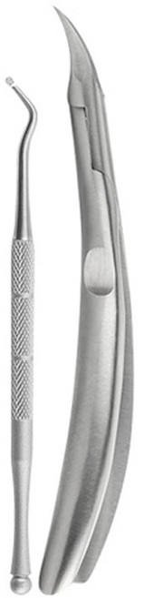 플라카 큐티클 네일케어 페디큐어 니퍼 2종 세트, 실버, 1세트