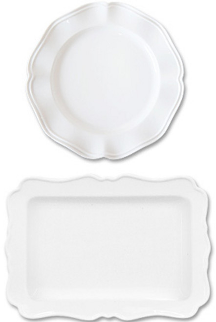 꽃잎 접시 원형 + 직사각 세트, 화이트, 1개