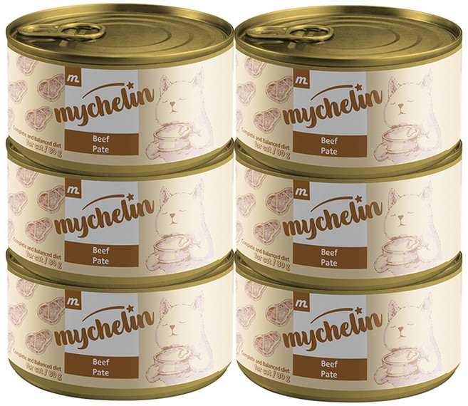 마이베프 전연령 고양이 주식 비프 파테 습식캔, 소, 80g, 6개