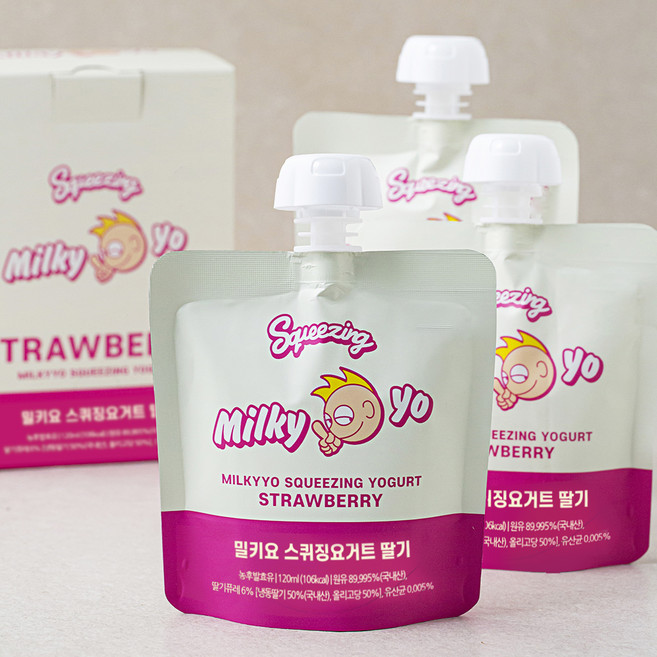 밀키요 스퀴징 요거트 딸기, 120ml, 3개입, 1개