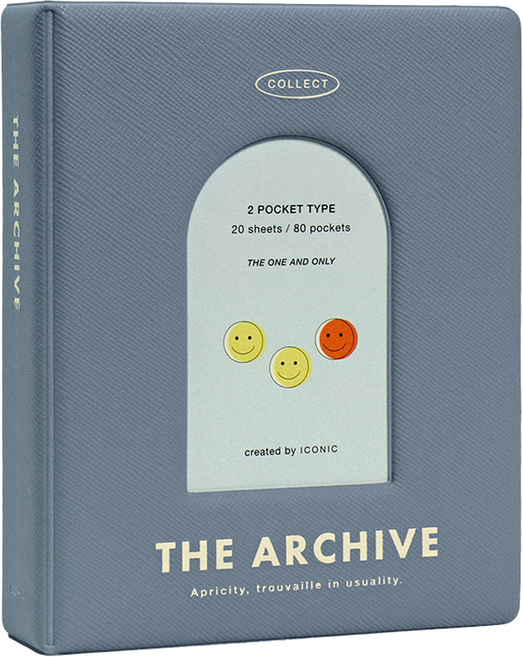 ICONIC Archive 雙層收藏冊 照片小卡 拍立得相簿, 04 靛藍色, 20張